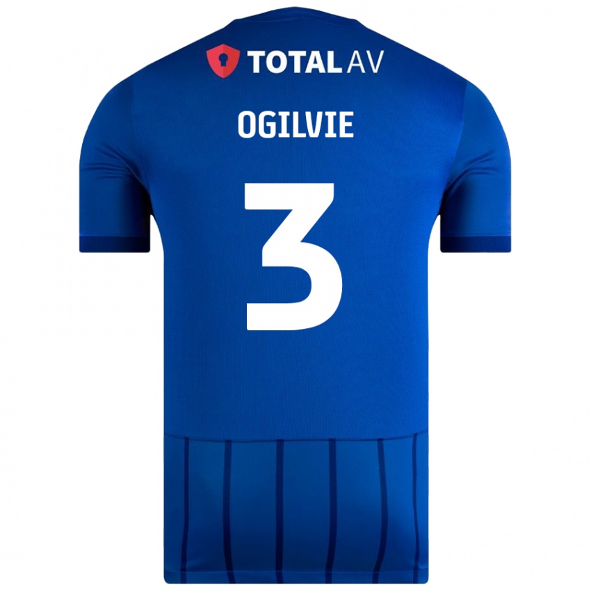 Criança Camisola Connor Ogilvie #3 Azul Principal 2024/25 Camisa Brasil