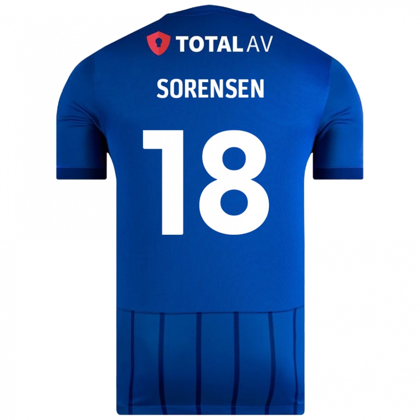 Criança Camisola Elias Sørensen #18 Azul Principal 2024/25 Camisa Brasil