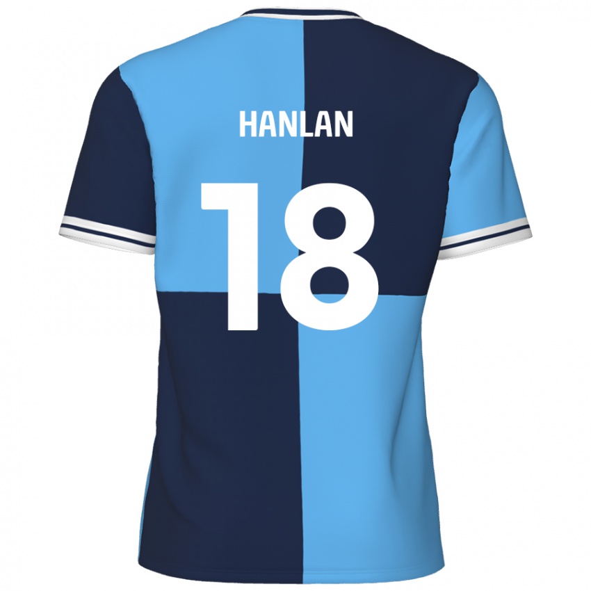 Criança Camisola Brandon Hanlan #18 Azul Céu Azul Escuro Principal 2024/25 Camisa Brasil