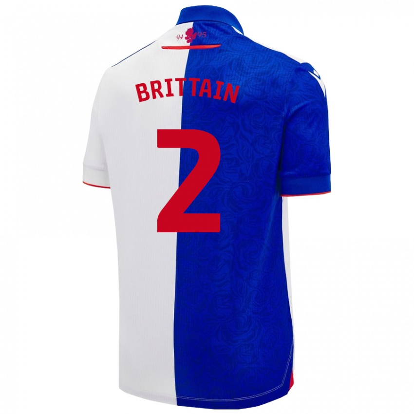 Criança Camisola Callum Brittain #2 Céu Azul Branco Principal 2024/25 Camisa Brasil