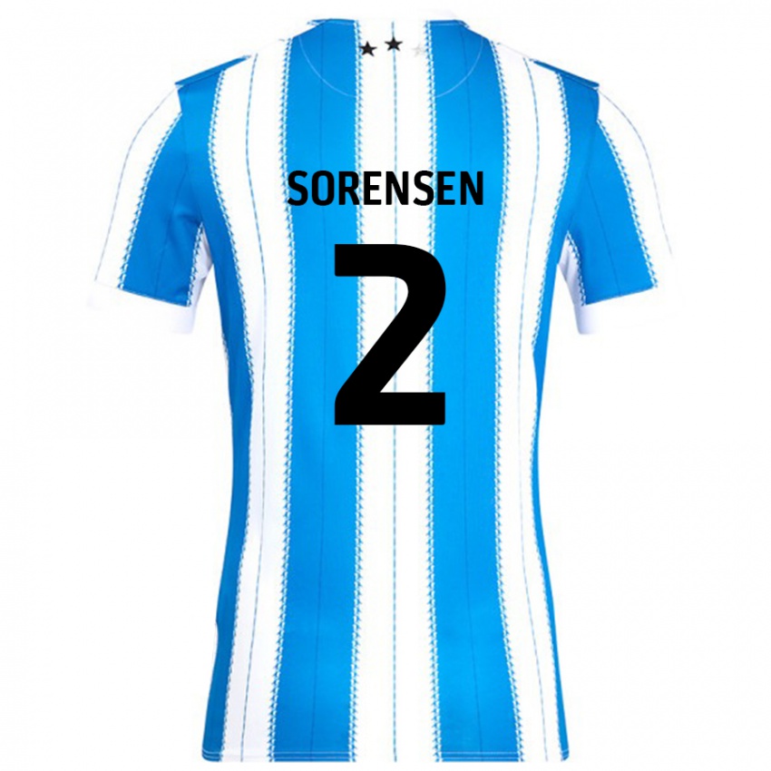 Criança Camisola Lasse Sörensen #2 Azul Branco Principal 2024/25 Camisa Brasil