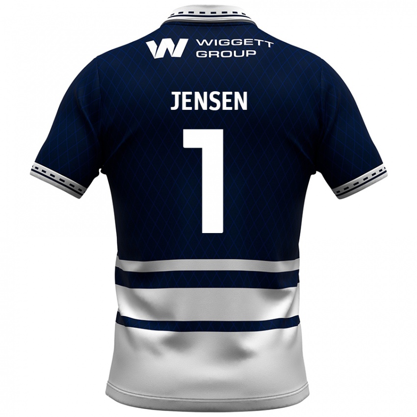 Criança Camisola Lukas Jensen #1 Azul Marinho Branco Principal 2024/25 Camisa Brasil