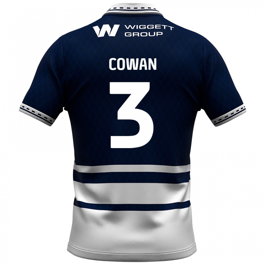 Criança Camisola Leanne Cowan #3 Azul Marinho Branco Principal 2024/25 Camisa Brasil