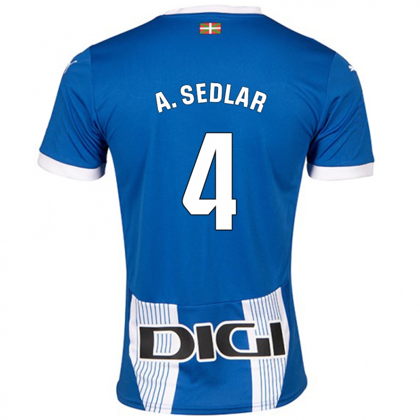 Criança Camisola Aleksandar Sedlar #4 Azul Principal 2024/25 Camisa Brasil