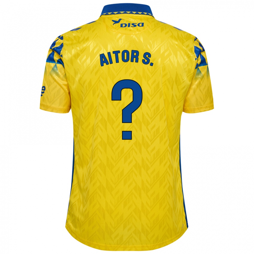 Criança Camisola Aitor Sánchez #0 Azul Amarelo Principal 2024/25 Camisa Brasil