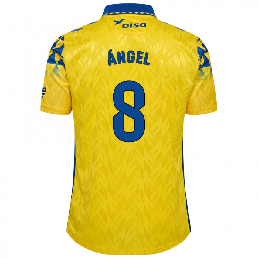 Criança Camisola José Ángel #8 Azul Amarelo Principal 2024/25 Camisa Brasil