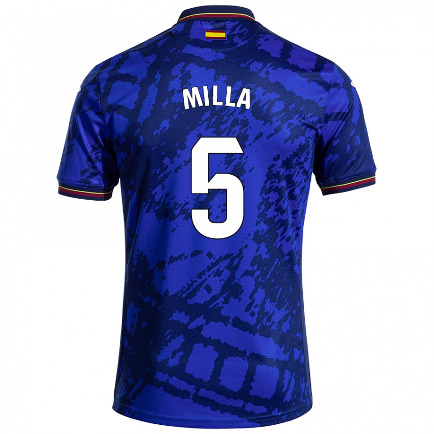 Criança Camisola Luis Milla #5 Azul Mais Escuro Principal 2024/25 Camisa Brasil