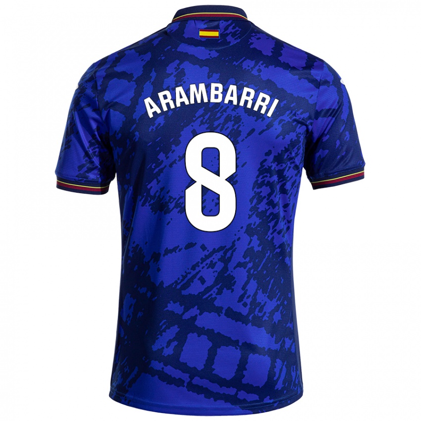 Criança Camisola Mauro Arambarri #8 Azul Mais Escuro Principal 2024/25 Camisa Brasil