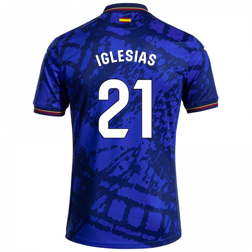 Criança Camisola Juan Iglesias #21 Azul Mais Escuro Principal 2024/25 Camisa Brasil