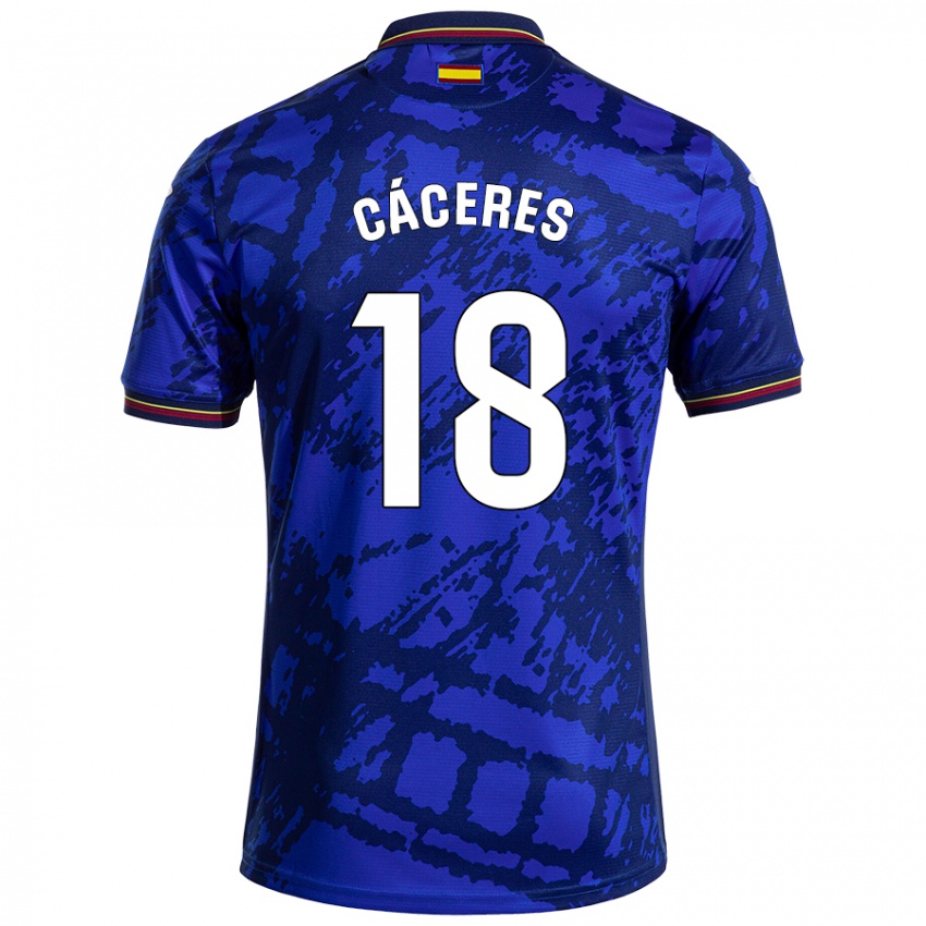 Criança Camisola Damián Cáceres #18 Azul Mais Escuro Principal 2024/25 Camisa Brasil