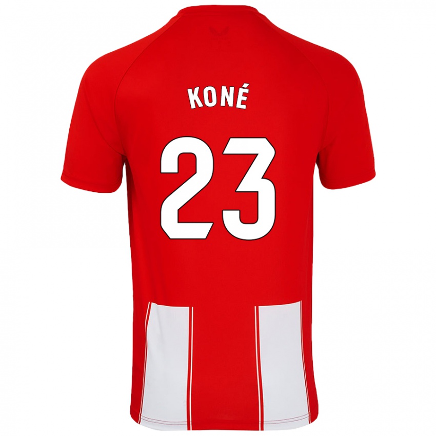 Criança Camisola Ibrahima Koné #23 Branco Vermelho Principal 2024/25 Camisa Brasil