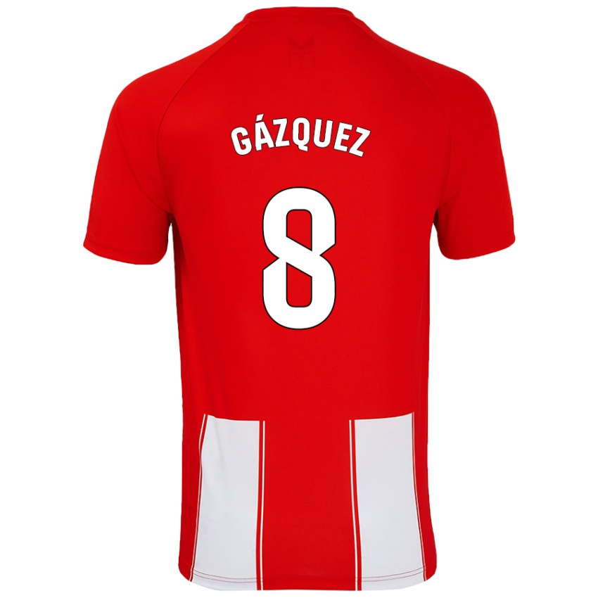 Criança Camisola Joan Gázquez #8 Branco Vermelho Principal 2024/25 Camisa Brasil