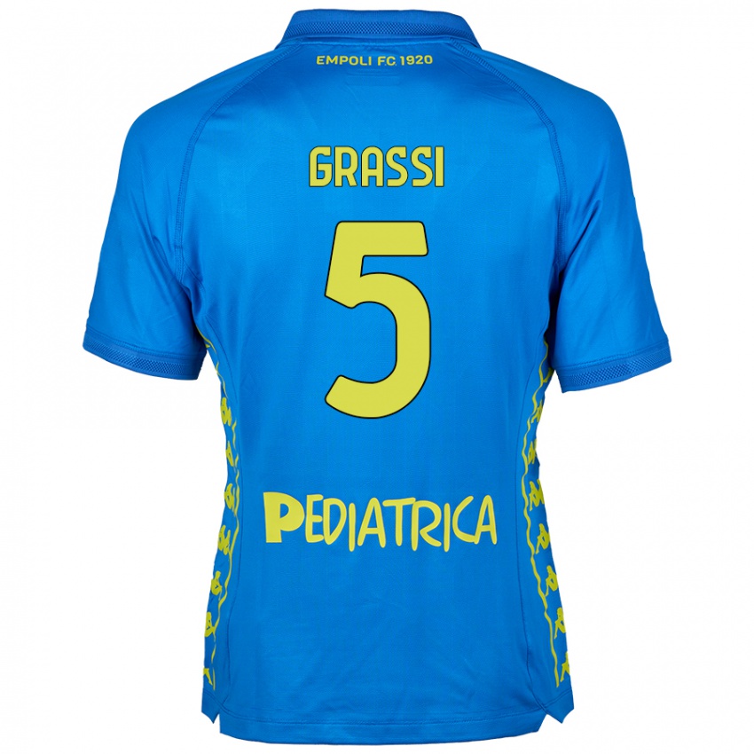 Criança Camisola Alberto Grassi #5 Azul Principal 2024/25 Camisa Brasil