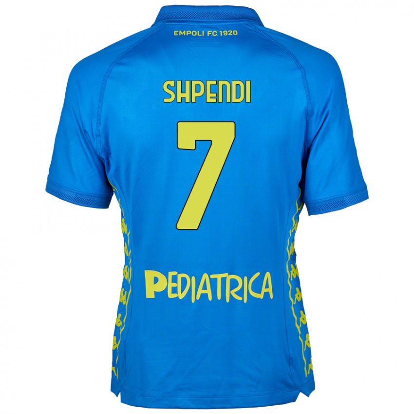 Criança Camisola Stiven Shpendi #7 Azul Principal 2024/25 Camisa Brasil