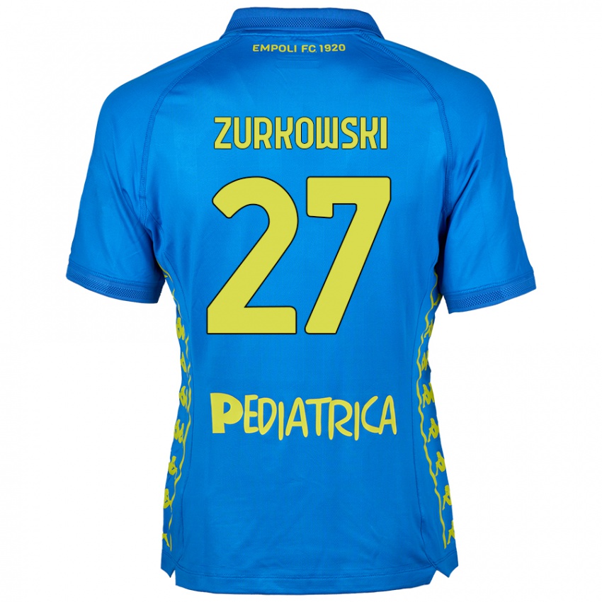 Criança Camisola Szymon Żurkowski #27 Azul Principal 2024/25 Camisa Brasil