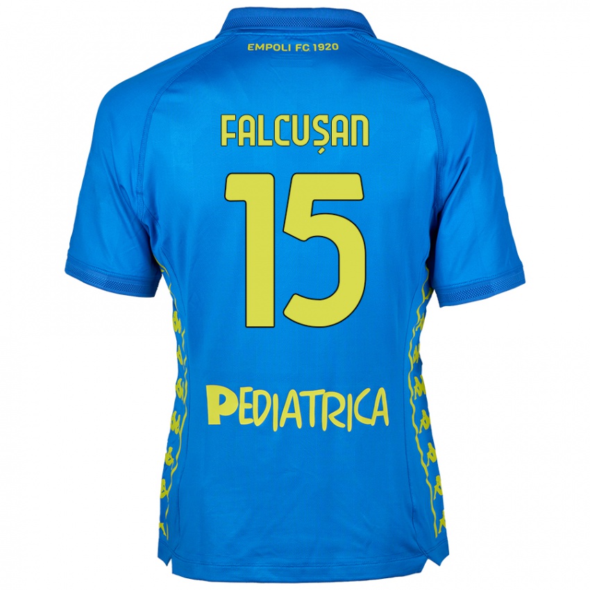 Criança Camisola Darius Fălcușan #15 Azul Principal 2024/25 Camisa Brasil