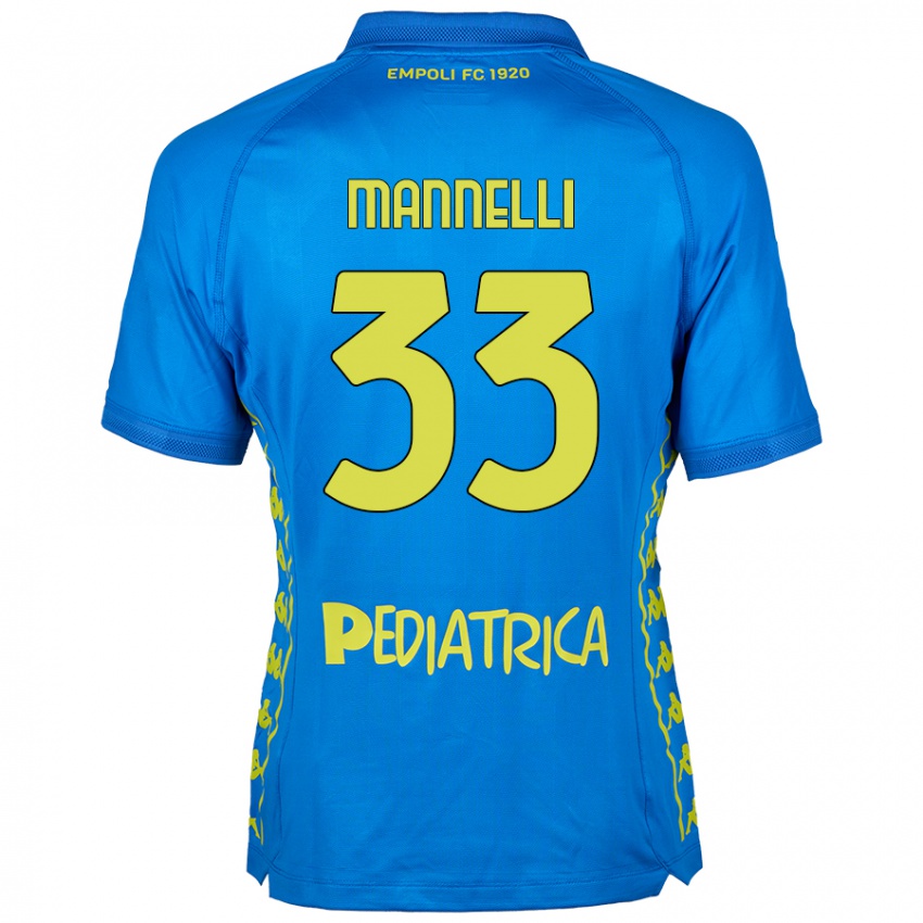 Criança Camisola Matteo Mannelli #33 Azul Principal 2024/25 Camisa Brasil