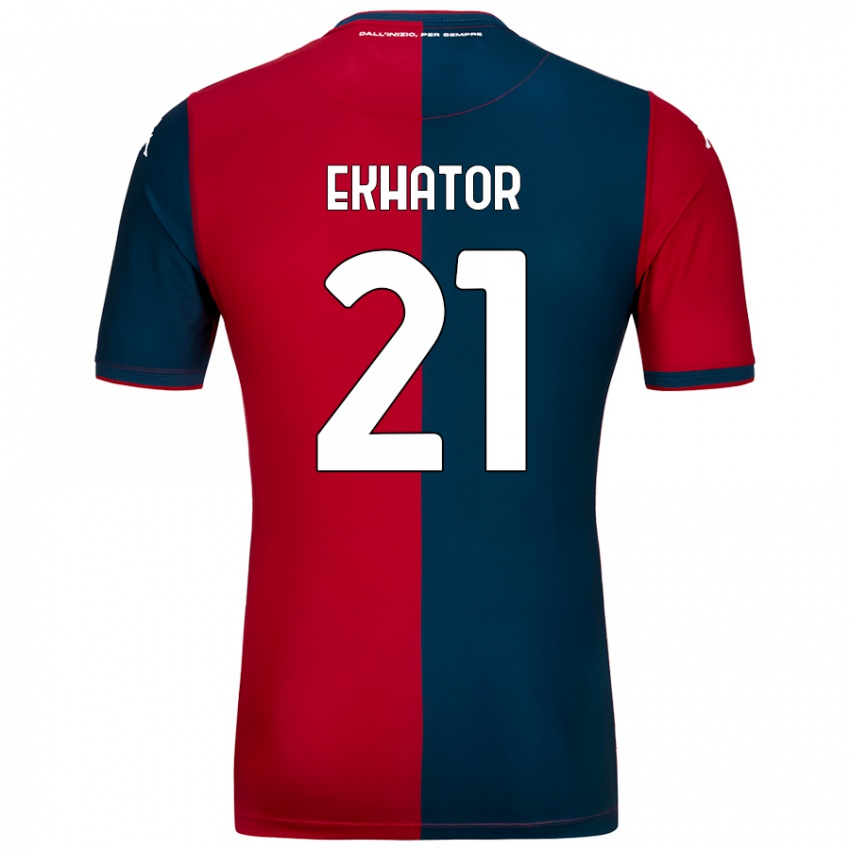 Criança Camisola Jeff Ekhator #21 Azul Escuro Vermelho Principal 2024/25 Camisa Brasil