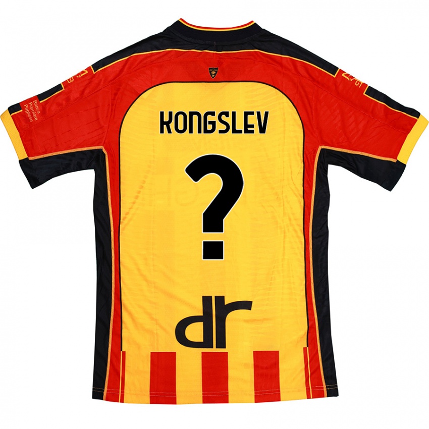 Criança Camisola Frederik Kongslev #0 Vermelho Amarelo Principal 2024/25 Camisa Brasil