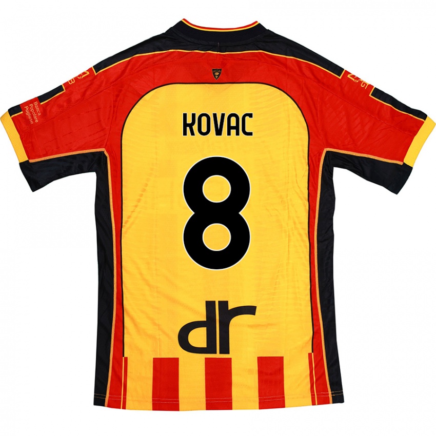 Criança Camisola Niko Kovac #8 Vermelho Amarelo Principal 2024/25 Camisa Brasil