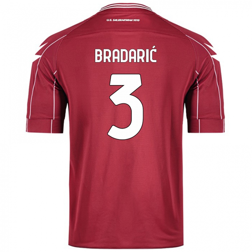 Criança Camisola Domagoj Bradarić #3 Borgonha Principal 2024/25 Camisa Brasil