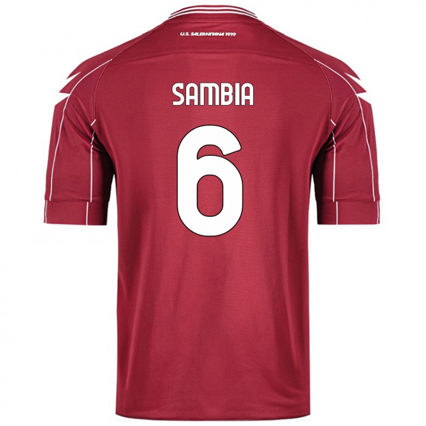 Criança Camisola Junior Sambia #6 Borgonha Principal 2024/25 Camisa Brasil