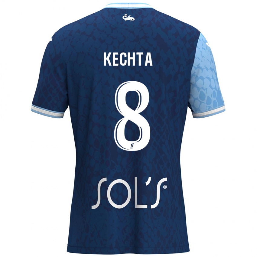 Criança Camisola Yassine Kechta #8 Azul Céu Azul Escuro Principal 2024/25 Camisa Brasil