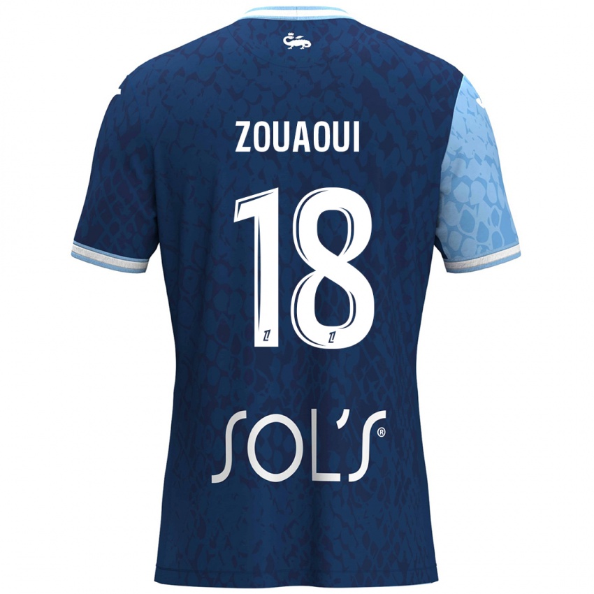 Criança Camisola Yanis Zouaoui #18 Azul Céu Azul Escuro Principal 2024/25 Camisa Brasil