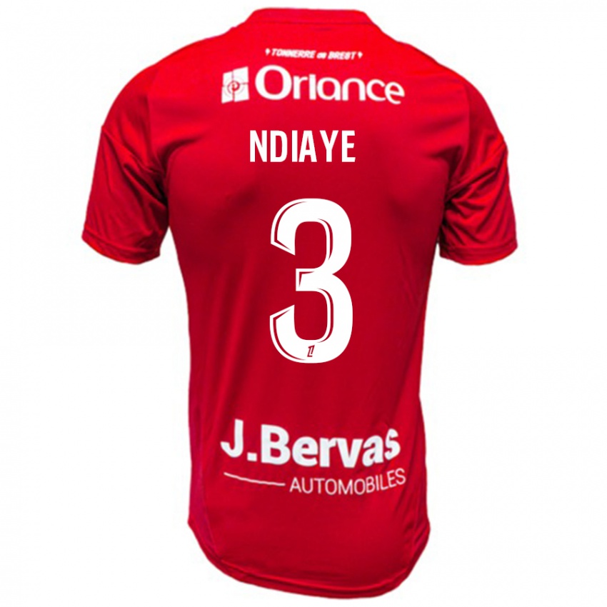 Criança Camisola Abdoulaye Ndiaye #3 Branco Vermelho Principal 2024/25 Camisa Brasil