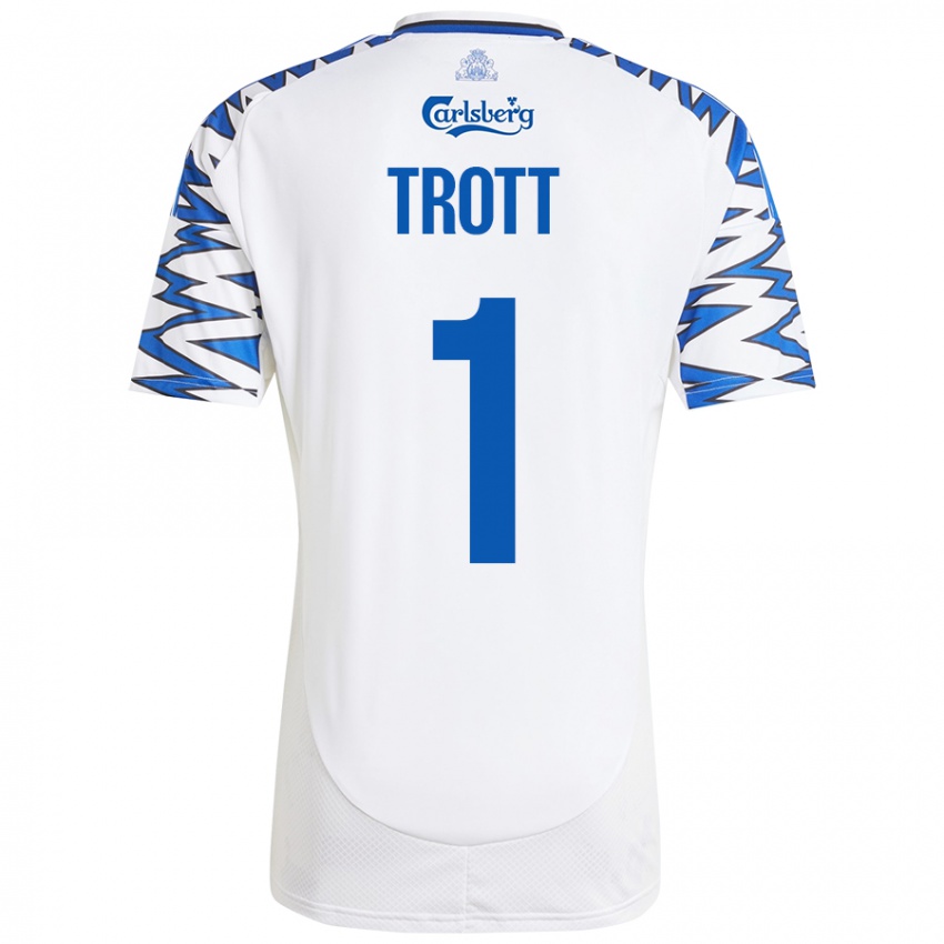 Criança Camisola Nathan Trott #1 Céu Branco Azul Principal 2024/25 Camisa Brasil