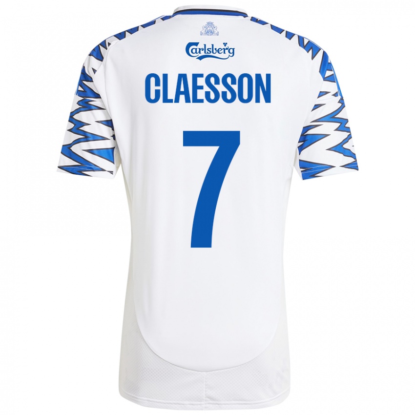 Criança Camisola Viktor Claesson #7 Céu Branco Azul Principal 2024/25 Camisa Brasil