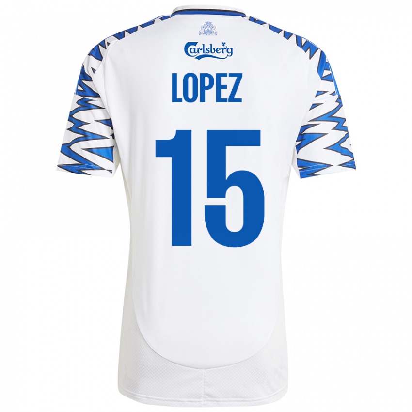 Criança Camisola Marcos López #15 Céu Branco Azul Principal 2024/25 Camisa Brasil