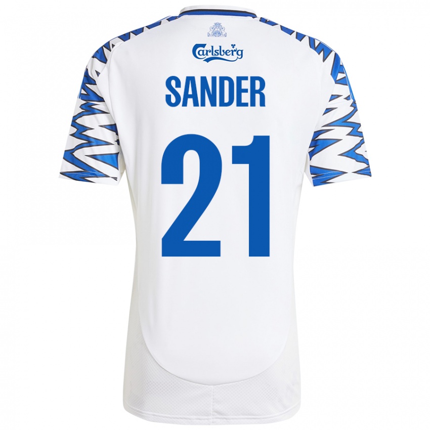 Criança Camisola Theo Sander #21 Céu Branco Azul Principal 2024/25 Camisa Brasil