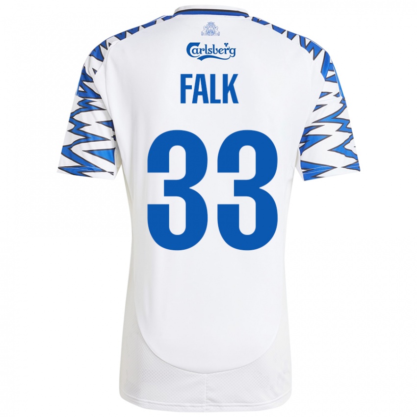 Criança Camisola Rasmus Falk #33 Céu Branco Azul Principal 2024/25 Camisa Brasil