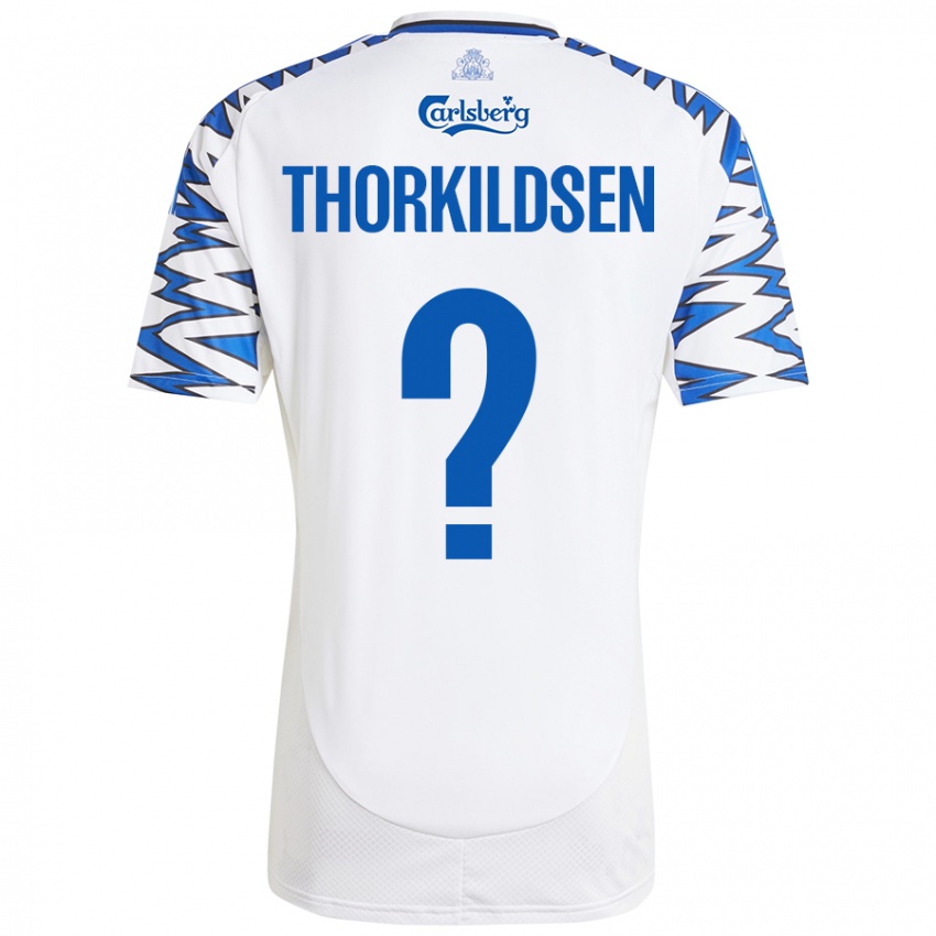 Criança Camisola Elias Thorkildsen #0 Céu Branco Azul Principal 2024/25 Camisa Brasil