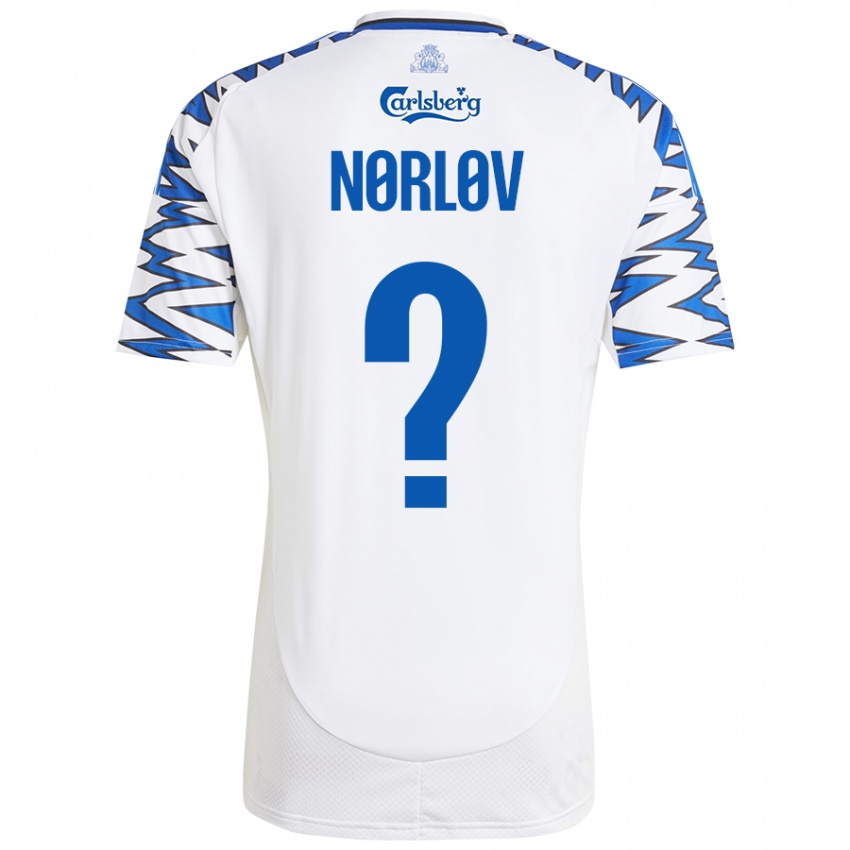 Criança Camisola William Nørløv #0 Céu Branco Azul Principal 2024/25 Camisa Brasil