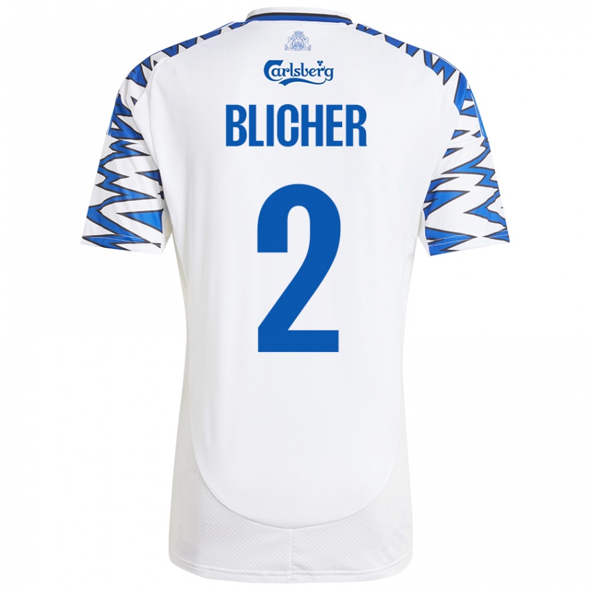 Criança Camisola Nicolai Blicher #2 Céu Branco Azul Principal 2024/25 Camisa Brasil