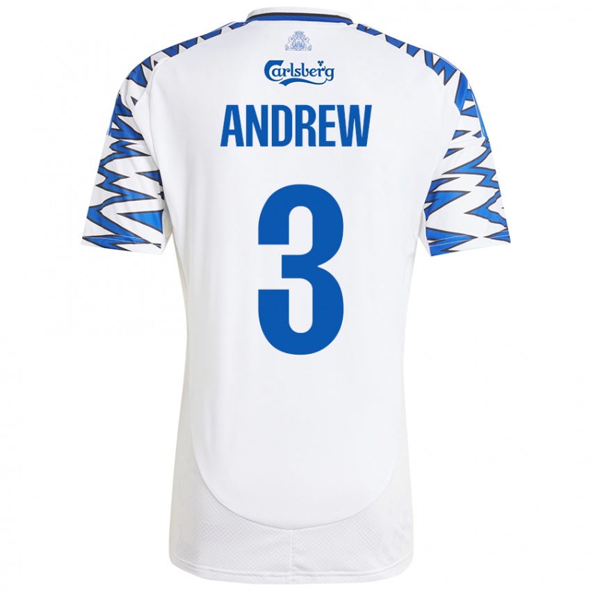 Criança Camisola Tristan Andrew #3 Céu Branco Azul Principal 2024/25 Camisa Brasil