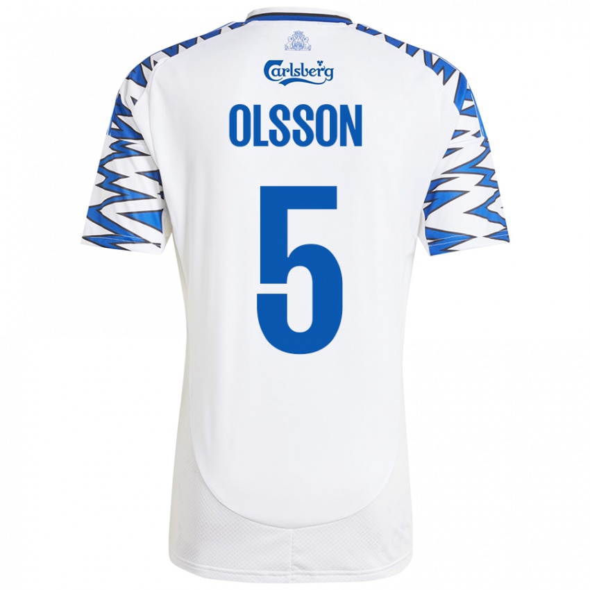 Criança Camisola Cornelius Olsson #5 Céu Branco Azul Principal 2024/25 Camisa Brasil