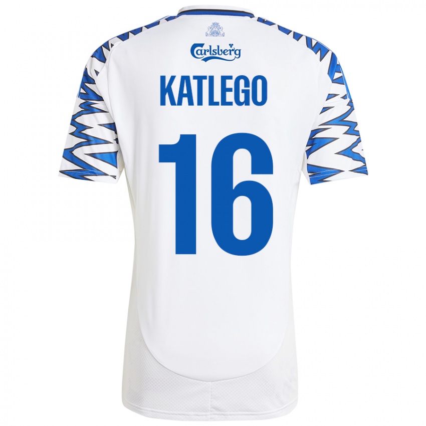 Criança Camisola David Katlego #16 Céu Branco Azul Principal 2024/25 Camisa Brasil