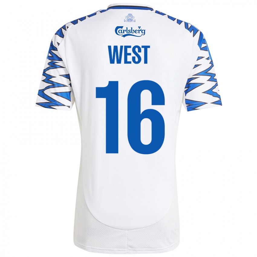 Criança Camisola Liam West #16 Céu Branco Azul Principal 2024/25 Camisa Brasil