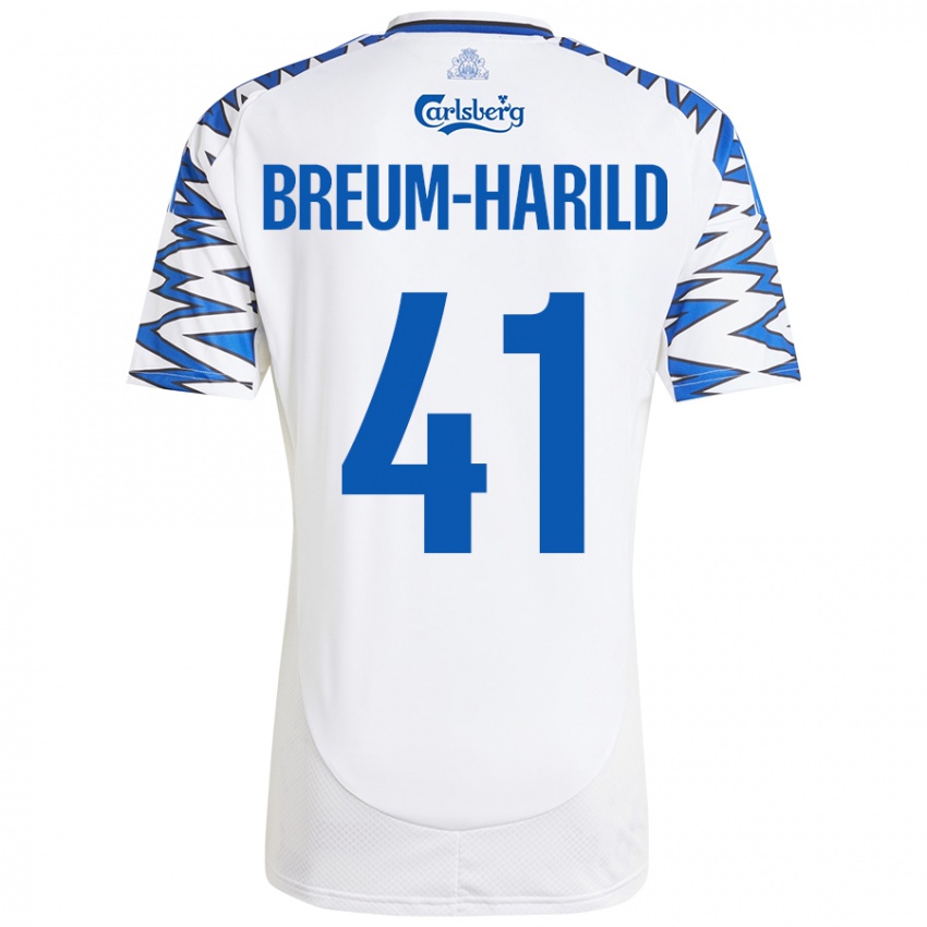 Criança Camisola Tobias Breum-Harild #41 Céu Branco Azul Principal 2024/25 Camisa Brasil