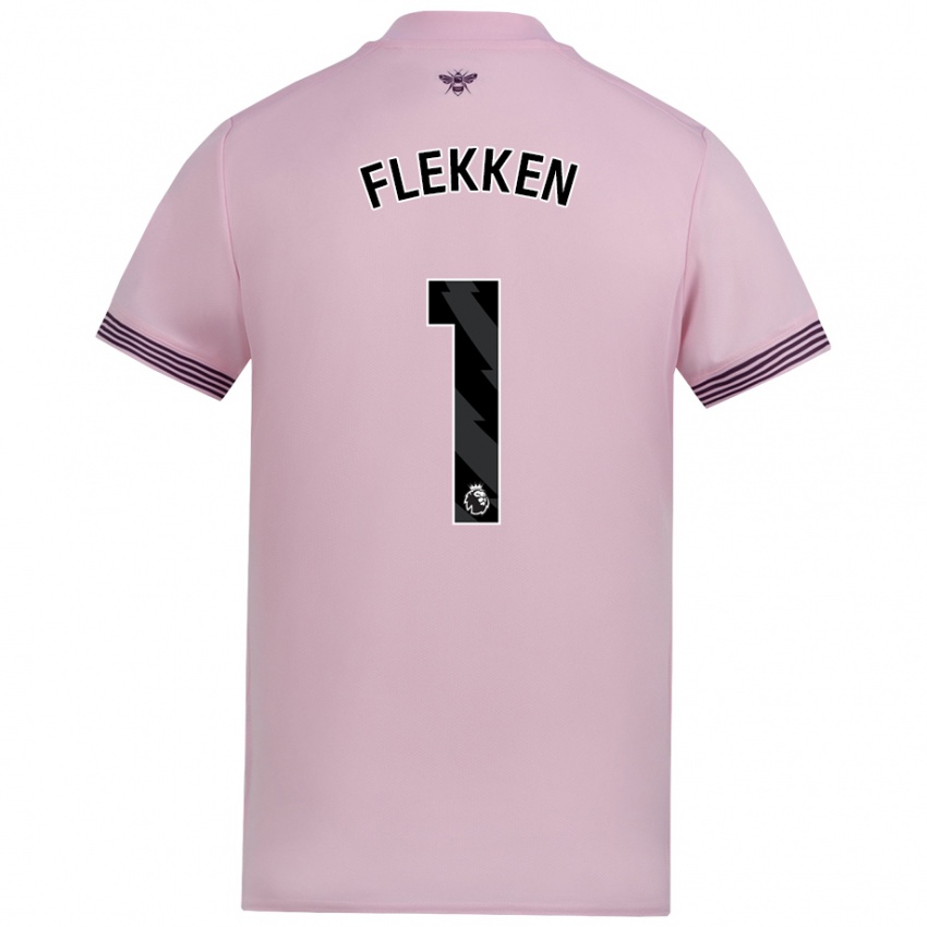 Criança Camisola Mark Flekken #1 Cor-De-Rosa Alternativa 2024/25 Camisa Brasil