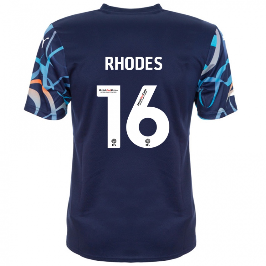 Criança Camisola Jordan Rhodes #16 Azul Marinho Alternativa 2024/25 Camisa Brasil