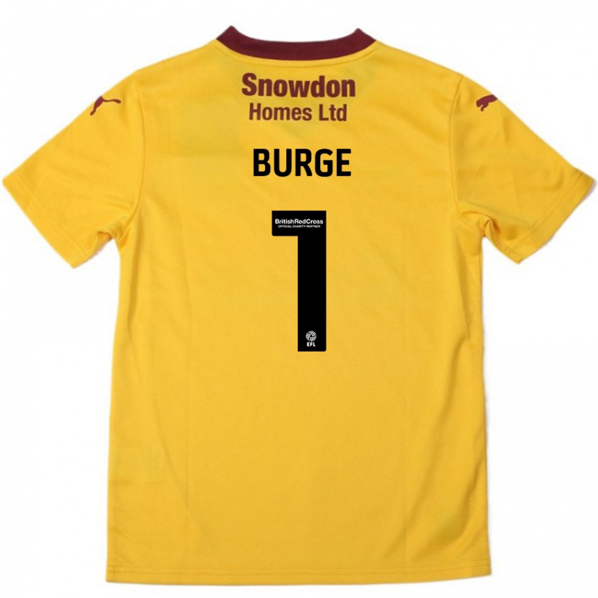 Criança Camisola Lee Burge #1 Borgonha Laranja Alternativa 2024/25 Camisa Brasil