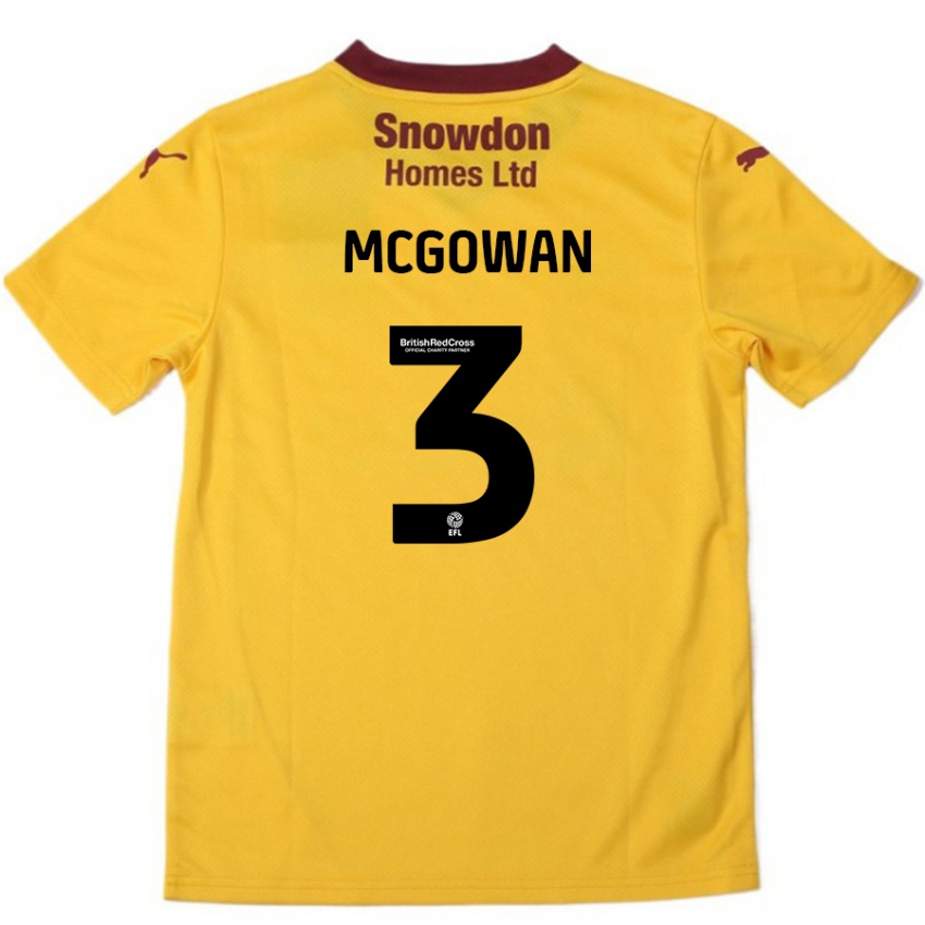 Criança Camisola Aaron Mcgowan #3 Borgonha Laranja Alternativa 2024/25 Camisa Brasil