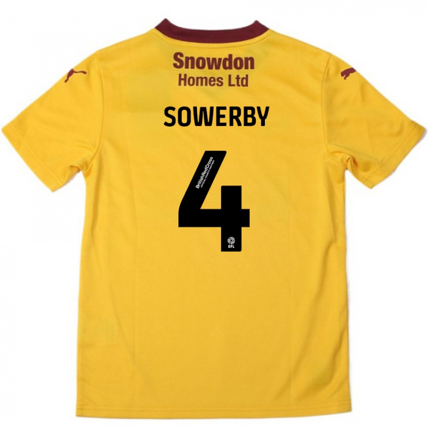 Criança Camisola Jack Sowerby #4 Borgonha Laranja Alternativa 2024/25 Camisa Brasil