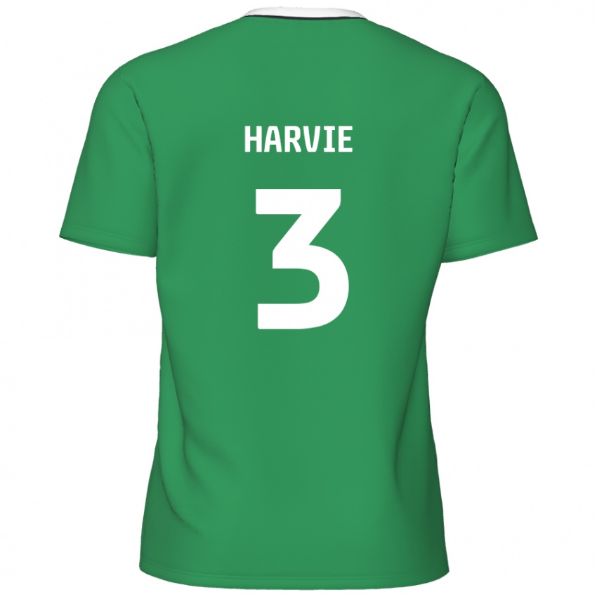 Criança Camisola Daniel Harvie #3 Listras Brancas Verdes Alternativa 2024/25 Camisa Brasil