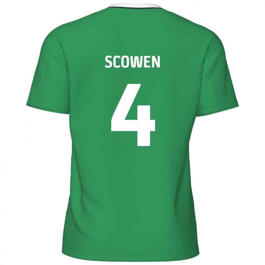 Criança Camisola Josh Scowen #4 Listras Brancas Verdes Alternativa 2024/25 Camisa Brasil