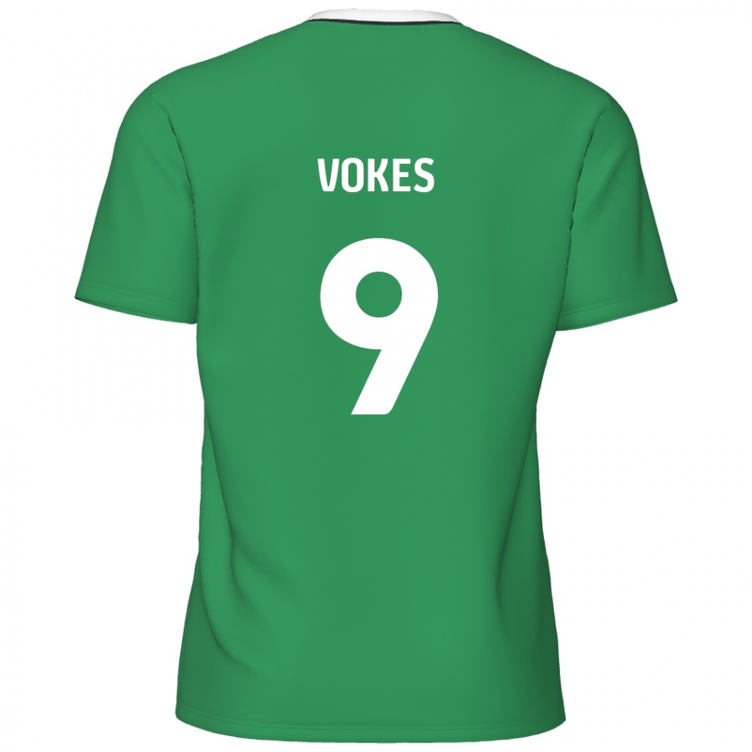 Criança Camisola Sam Vokes #9 Listras Brancas Verdes Alternativa 2024/25 Camisa Brasil